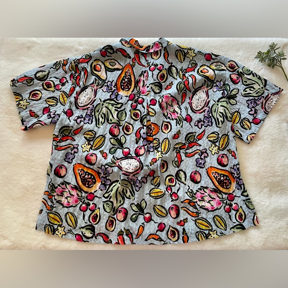 Zara - Fruit Print Oversized Button Down - Size S… - image 7